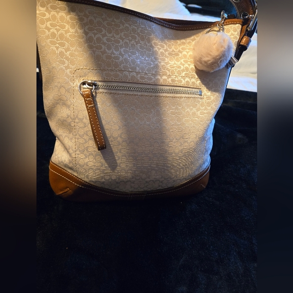 Coach Signature Cream and Brown Crossbody Bag #10944 - Picture 8 of 12